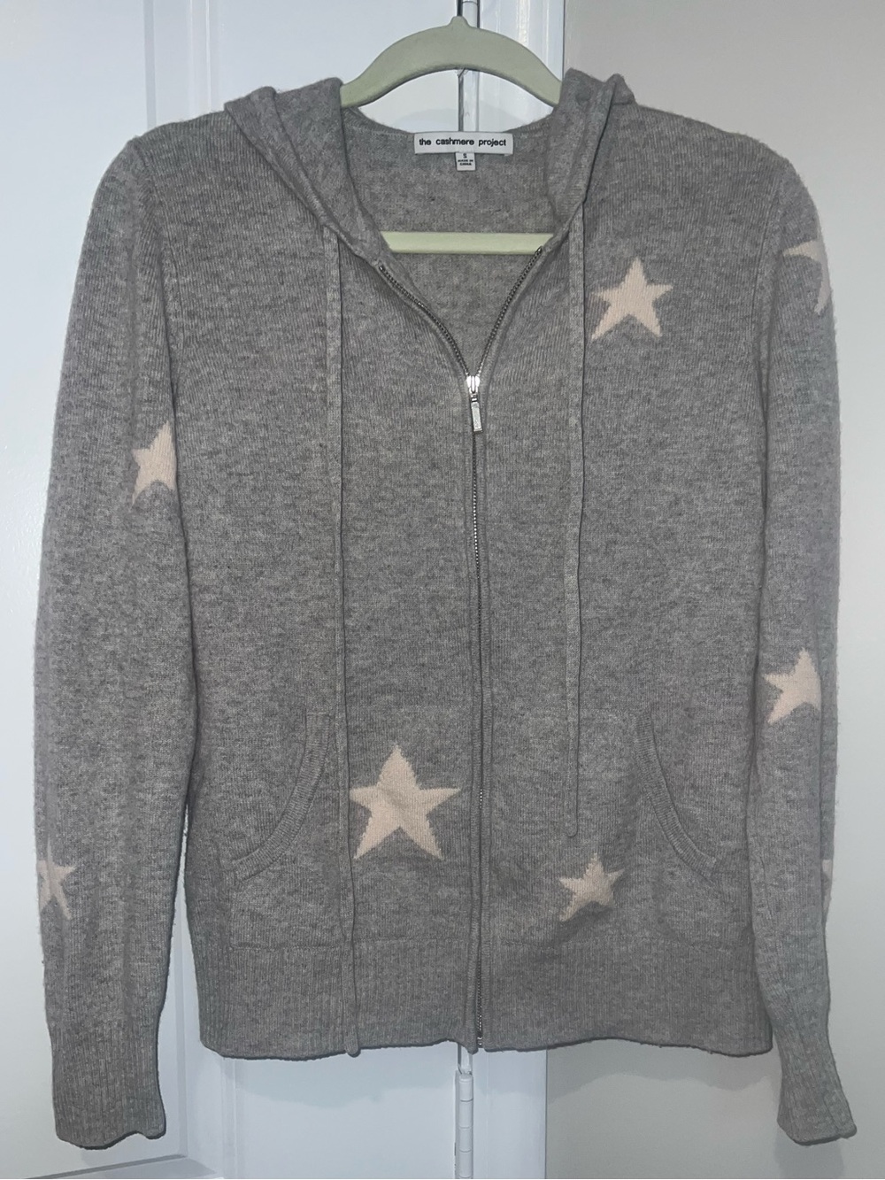 The Cashmere Project Women's Gray Star Zip Hoodie Sweater S